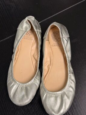 Vince Camuto Metallic Silver Leather Ballet Flats